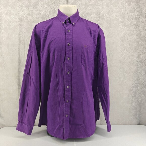 King Ranch Shirt Mens XL Tall XLT Purple Button Down Long Sleeve Western Cowboy - Picture 2 of 14